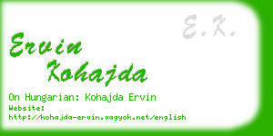 ervin kohajda business card